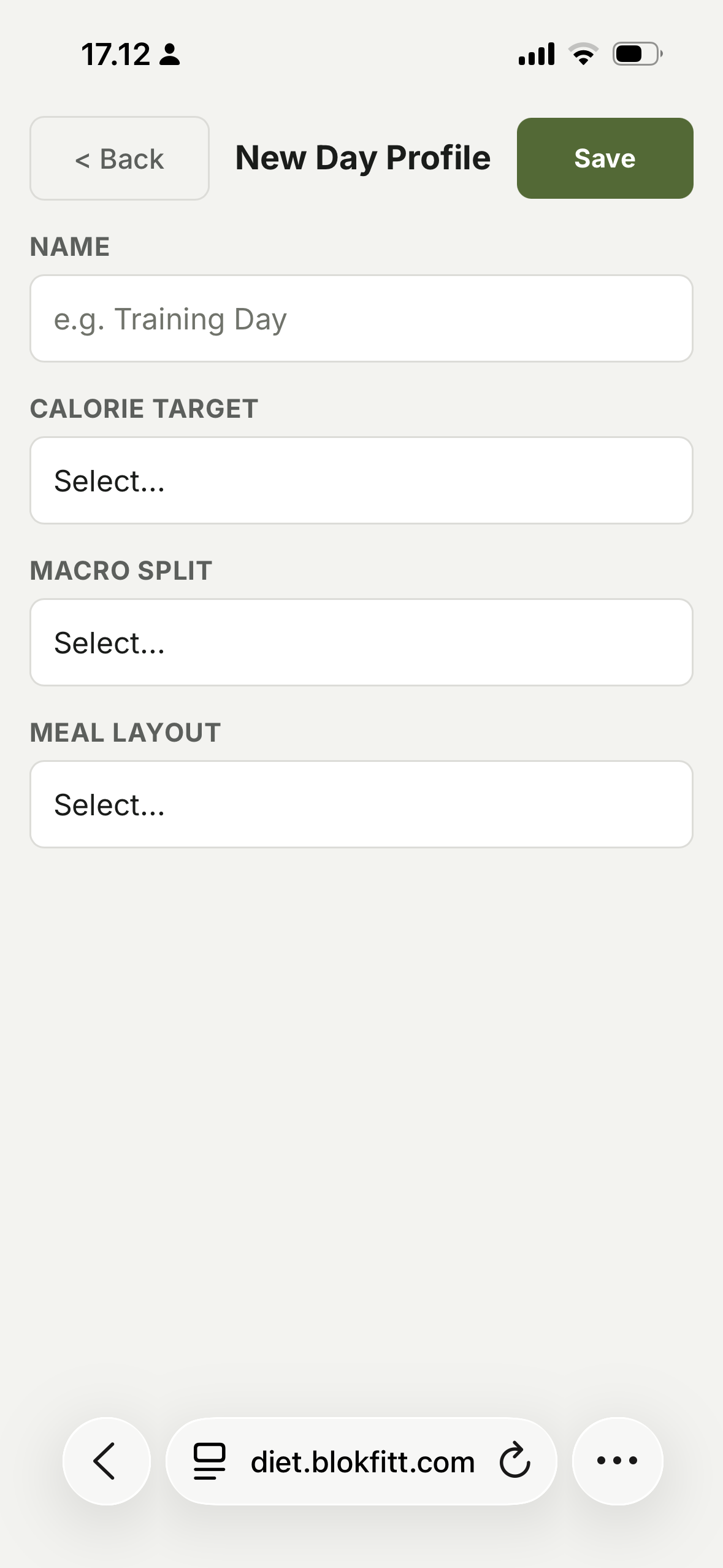 Day profile form bundling target, split and layout